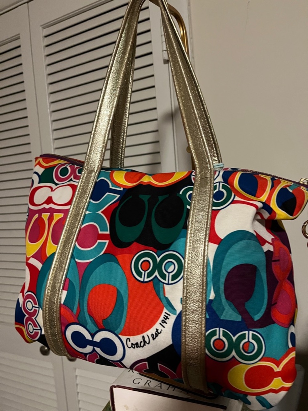 Coach Graffiti Poppy Signature Glam Tote bag. Teal Tassel not included - Picture 5 of 6